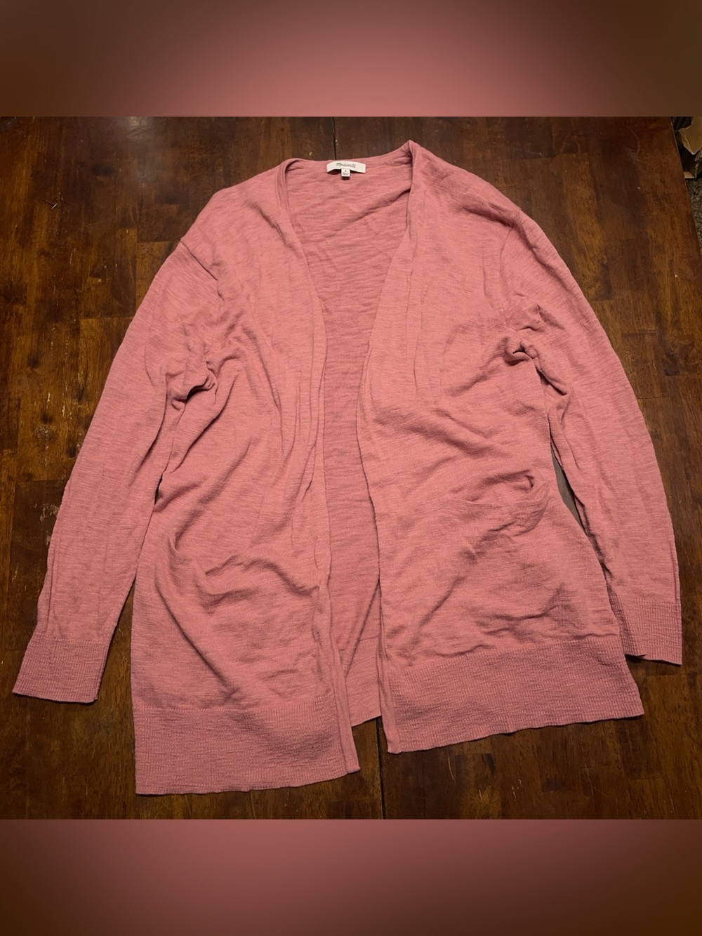 Madewell Cardigan Sweater Womens Medium Pink Open Front Lightweight Pockets Knit